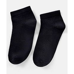 Pine Kids Knit Antimicrobial Ankle Length Solid Colour Socks Pack of 3 - Black