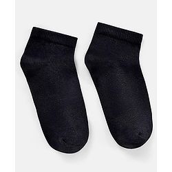 Pine Kids Knit Antimicrobial Ankle Length Solid Colour Socks Pack of 3 - Black