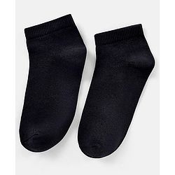 Pine Kids Knit Antimicrobial Ankle Length Solid Colour Socks Pack of 3 - Black