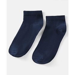 Pine Kids Knit Antimicrobial Ankle Length Solid Colour Socks Pack of 3 - Navy