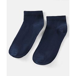 Pine Kids Knit Antimicrobial Ankle Length Solid Colour Socks Pack of 3 - Navy