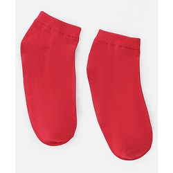 Pine Kids Knit Antimicrobial Ankle Length Solid Colour Socks Pack of 3 - Red