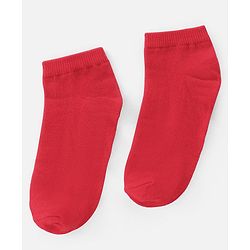 Pine Kids Knit Antimicrobial Ankle Length Solid Colour Socks Pack of 3 - Red