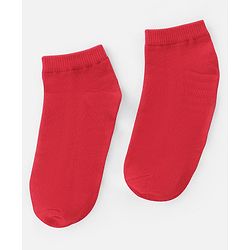 Pine Kids Knit Antimicrobial Ankle Length Solid Colour Socks Pack of 3 - Red