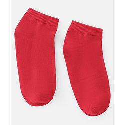 Pine Kids Knit Antimicrobial Ankle Length Solid Colour Socks Pack of 3 - Red