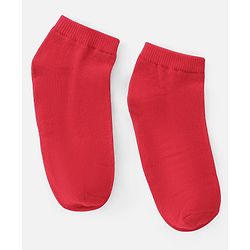 Pine Kids Knit Antimicrobial Ankle Length Solid Colour Socks Pack of 3 - Red