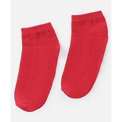 Pine Kids Knit Antimicrobial Ankle Length Solid Colour Socks Pack of 3 - Red