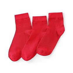 Pine Kids Knit Antimicrobial High Ankle Length Solid Colour Socks Pack of 3 - Red