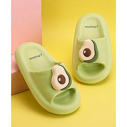 Pine Kids Slip On Sliders with Applique - Light Green