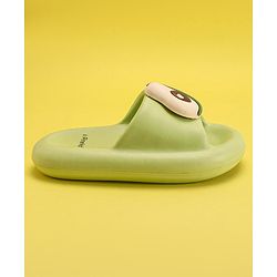 Pine Kids Slip On Sliders with Applique - Light Green