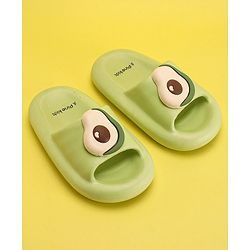 Pine Kids Slip On Sliders with Applique - Light Green