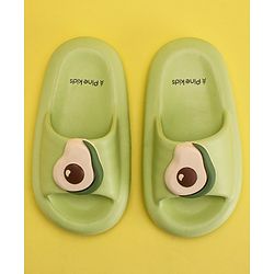 Pine Kids Slip On Sliders with Applique - Light Green