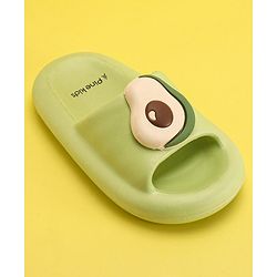 Pine Kids Slip On Sliders with Applique - Light Green