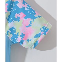 Pine Active Half Sleeves Two Piece Swimsuit with Abstract Print -  Blue
