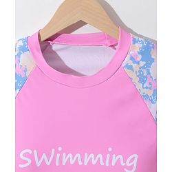 Pine Active Half Sleeves Two Piece Swimsuit with Abstract Print -  Blue