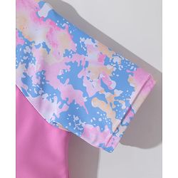 Pine Active Half Sleeves Two Piece Swimsuit with Abstract Print -  Blue