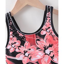 Pine Active Sleeveless Legged Swimsuit Floral Print - Black
