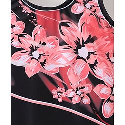 Pine Active Sleeveless Legged Swimsuit Floral Print - Black
