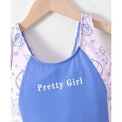 Pine Active Sleeveless Legged Swimsuit Beach Print - Blue