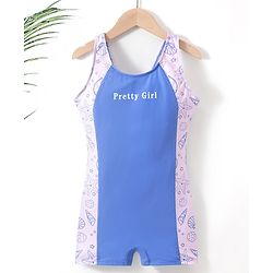 Pine Active Sleeveless Legged Swimsuit Beach Print - Blue