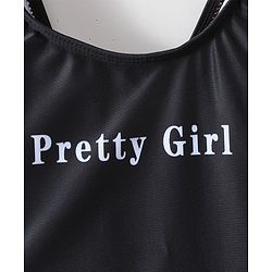 Pine Active Sleeveless Legged Swimsuit Text Print - Black