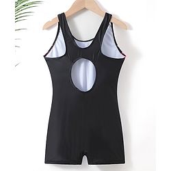 Pine Active Sleeveless Legged Swimsuit Text Print - Black