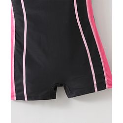 Pine Active Sleeveless Legged Swimsuit Text Print - Black