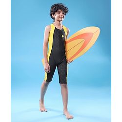 Pine Active Sleeveless Legged Swimsuit - Black & Yellow
