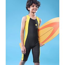 Pine Active Sleeveless Legged Swimsuit - Black & Yellow