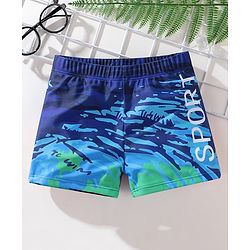 Pine Active Text Print Swimming Trunk - Blue