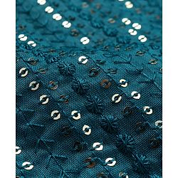 Pine Kids Woven Full Sleeves Sequinned Kurta Pyjama Set - Teal Blue