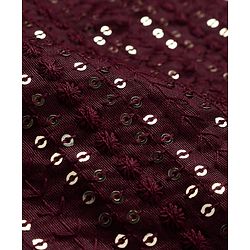 Pine Kids Woven Full Sleeves Sequinned Kurta Pyjama Set - Wine