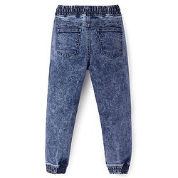 Pine Kids Cotton Rich Stretchable Full Length denim Joggers with Cloud Wash - Ice Blue