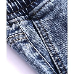 Pine Kids Cotton Rich Stretchable Full Length denim Joggers with Cloud Wash - Ice Blue