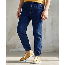 Pine Kids Cotton Rich Stretchable full length denim Joggers - Mid Blue