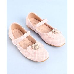 Pine Kids Ballerinas With Velcro Closure & Bow Applique - Pink