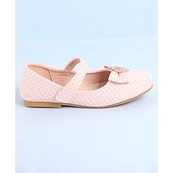 Pine Kids Ballerinas With Velcro Closure & Bow Applique - Pink