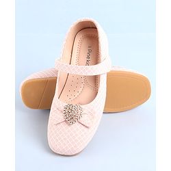 Pine Kids Ballerinas With Velcro Closure & Bow Applique - Pink