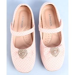 Pine Kids Ballerinas With Velcro Closure & Bow Applique - Pink