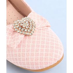 Pine Kids Ballerinas With Velcro Closure & Bow Applique - Pink