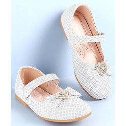 Pine Kids Ballerinas With Velcro Closure & Bow Applique - Pink
