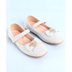 Pine Kids Ballerinas With Velcro Closure & Bow Applique - Pink