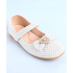 Pine Kids Ballerinas With Velcro Closure & Bow Applique - Pink