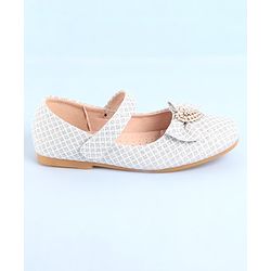 Pine Kids Ballerinas With Velcro Closure & Bow Applique - Pink