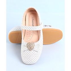 Pine Kids Ballerinas With Velcro Closure & Bow Applique - Pink