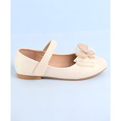 Pine Kids Ballerina with Velcro Closure  & Butterfly Applique - Beige