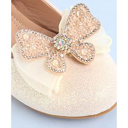 Pine Kids Ballerina with Velcro Closure  & Butterfly Applique - Beige