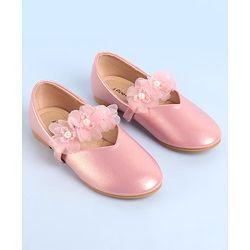 Pine Kids Slip On Ballerina with Corsage Applique -   Pink