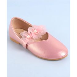 Pine Kids Slip On Ballerina with Corsage Applique -   Pink