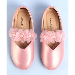 Pine Kids Slip On Ballerina with Corsage Applique -   Pink